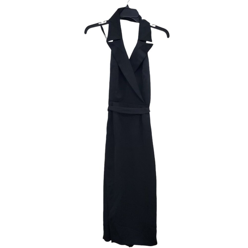 YL by Yair Vintage Black Menswear Halter Neck Lapel Long Evening Dress NWT 4